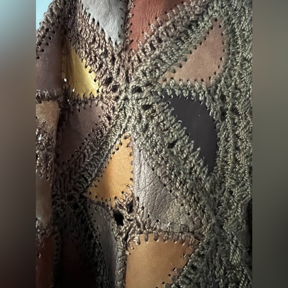 Genuine Leather Vintage Patchwork Shawl - Picture 8 of 16